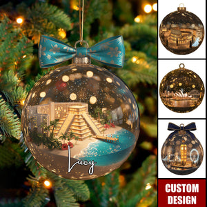 Personalized World Landmark Christmas Ornament