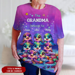 This Grandma belongs to Colorful Turtle Personalized 3D T-shirt