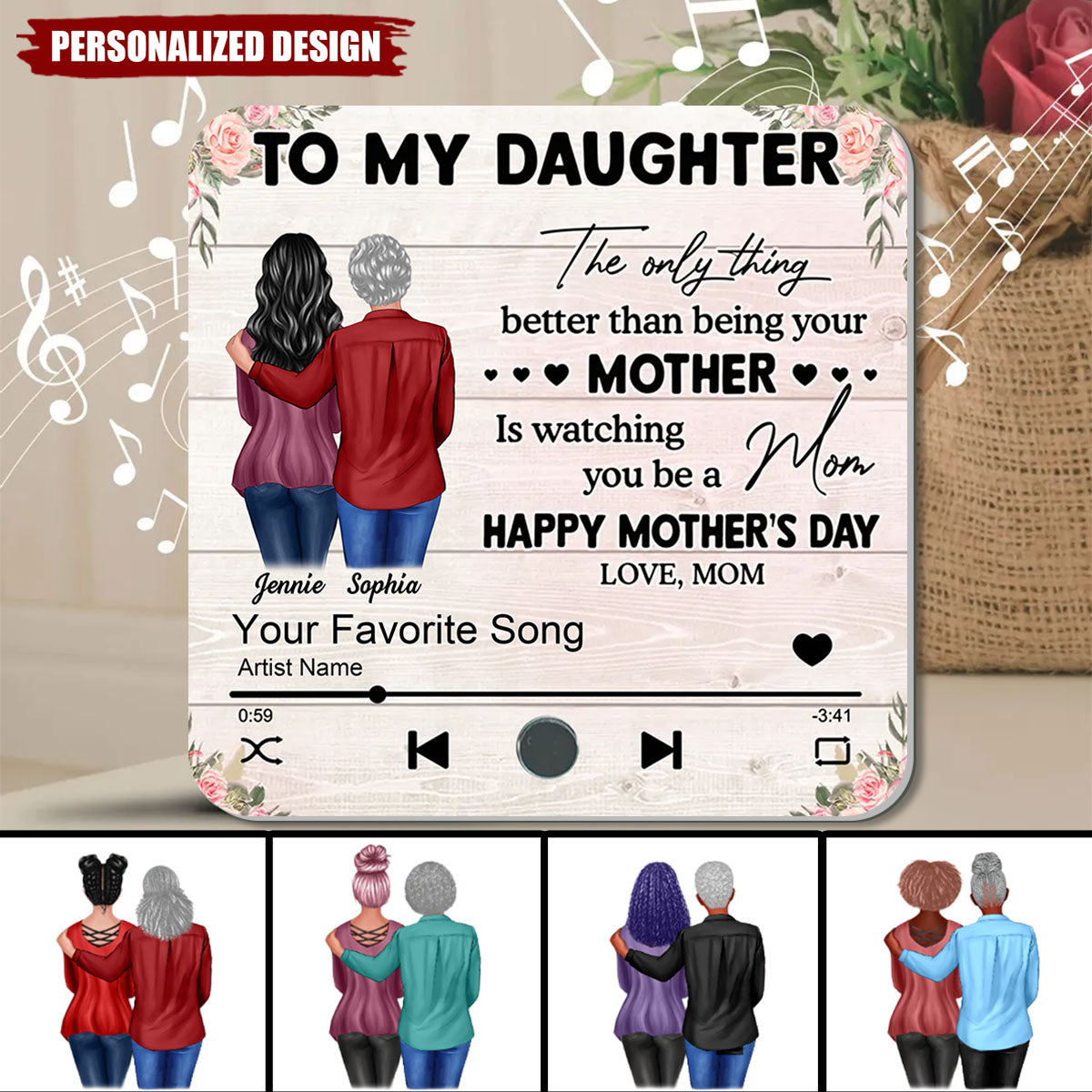 To My Daughter From Mom-Personalized Music Fridge Magnet-Mother's Day Gift