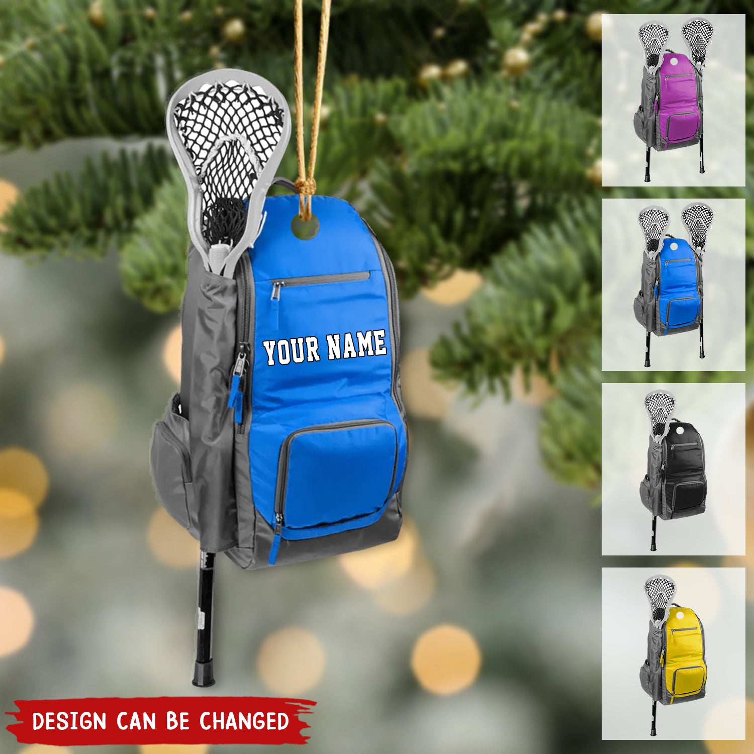 Personalized Hockey Bag Christmas Acrylic Ornament