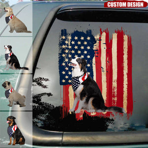 Personalized America dog flag printed decal -  gift for dog lovers