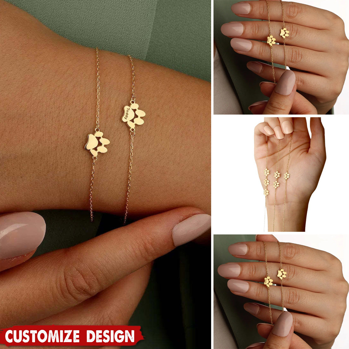 Personalized Gift For Pet Lovers Paw Bracelet