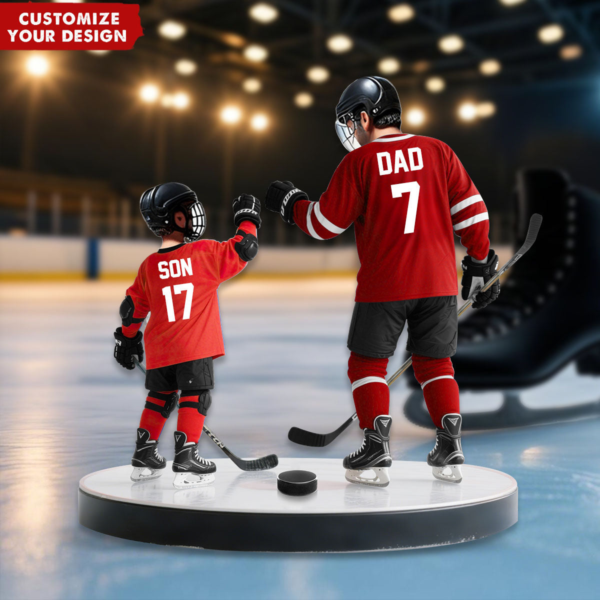 Ice Hockey Dad And Kid - Personalized Acrylic Plaque, Father's Day Gift for Dad, Gift for Husband