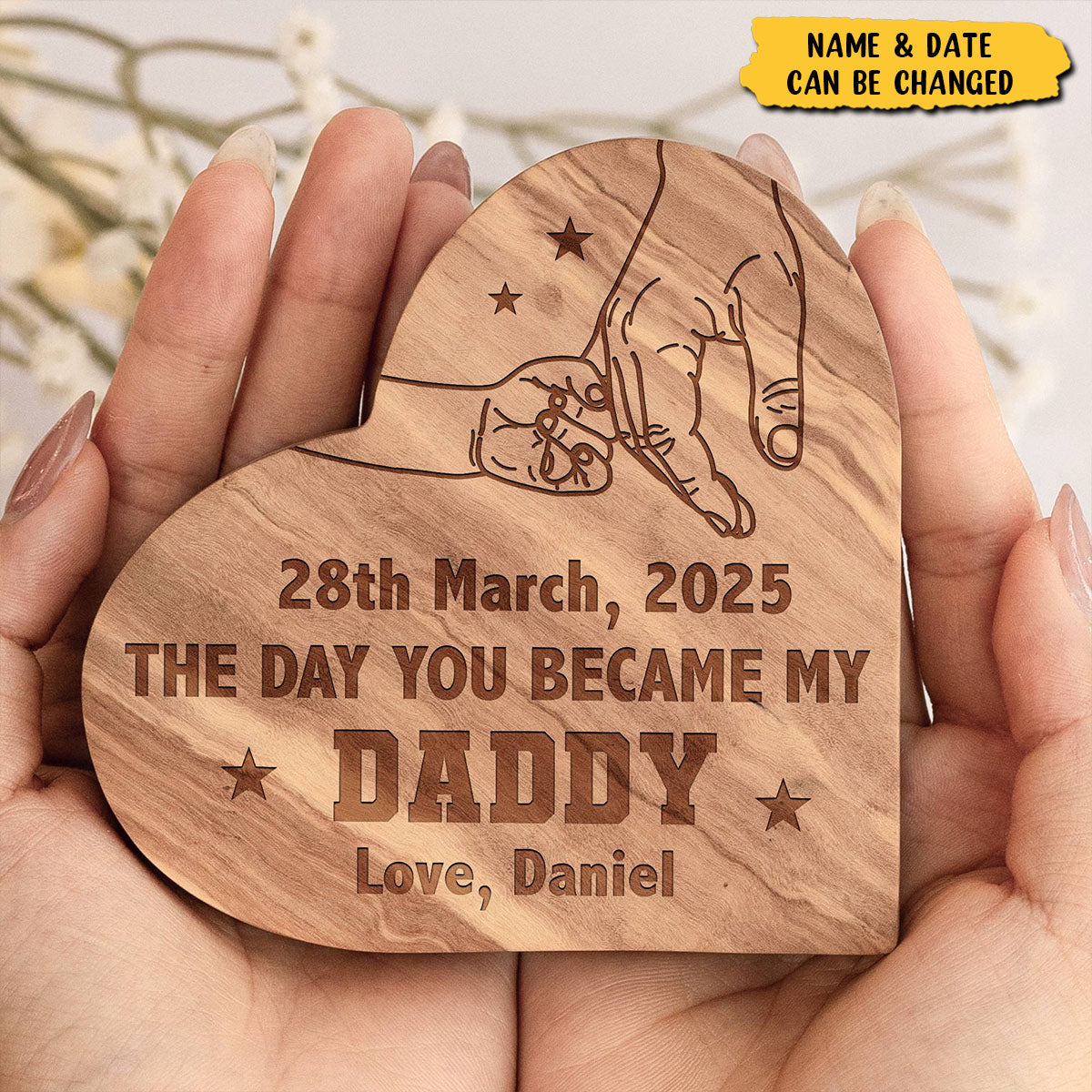 The Day You Became My Daddy - Personalized Engraved Wood Plaque, Father's Day Gift
