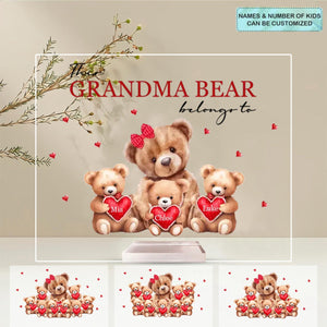 This Mama Bear Belong To - Personalized Custom Acrylic Plaque Clear Stand - Mother's Day Gift For Mom, Grandma, Family Members