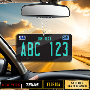 Black License Plate For Any State - Personalized Car Ornament