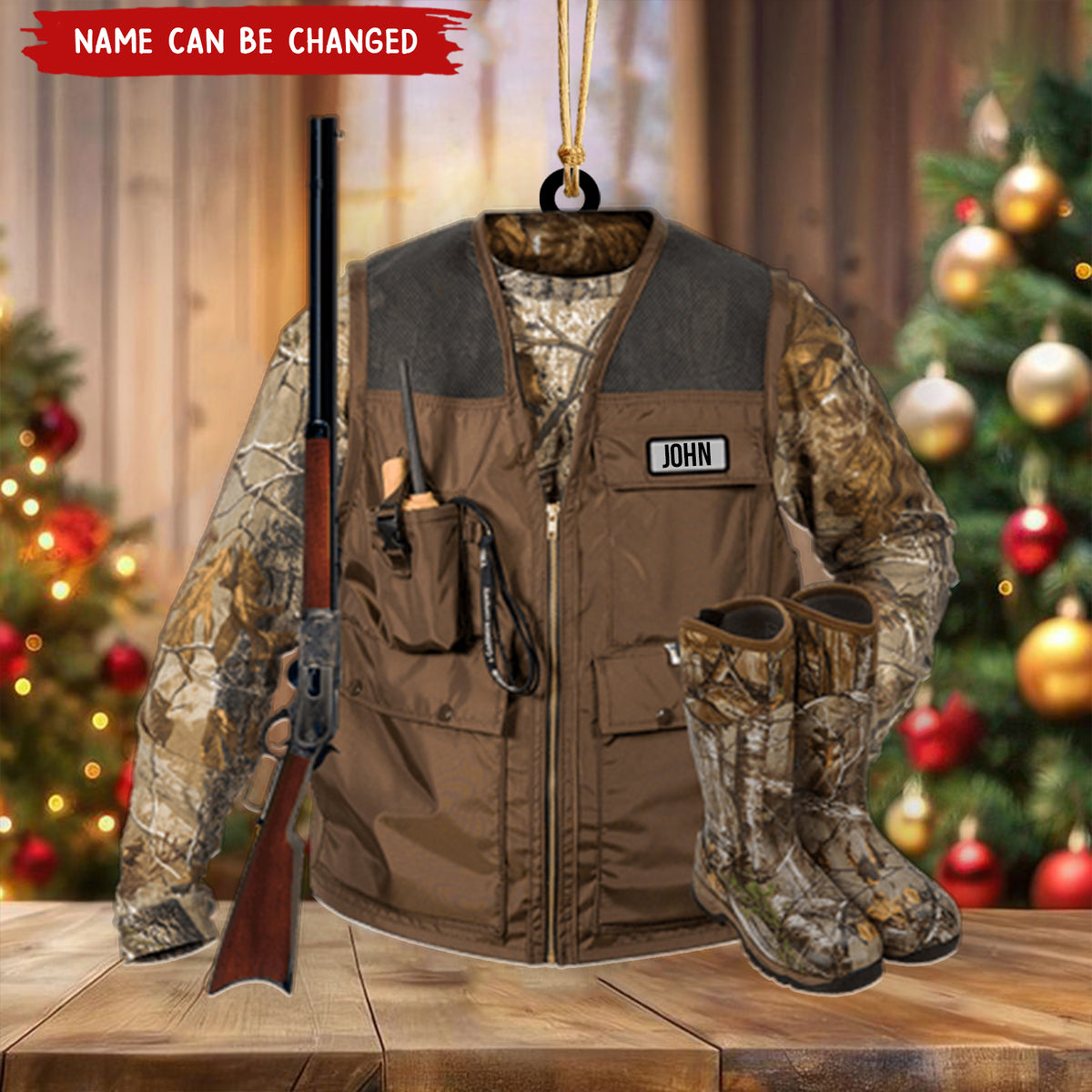 Hunting Vest, Personalized Acrylic Christmas / Car Hanging Ornament