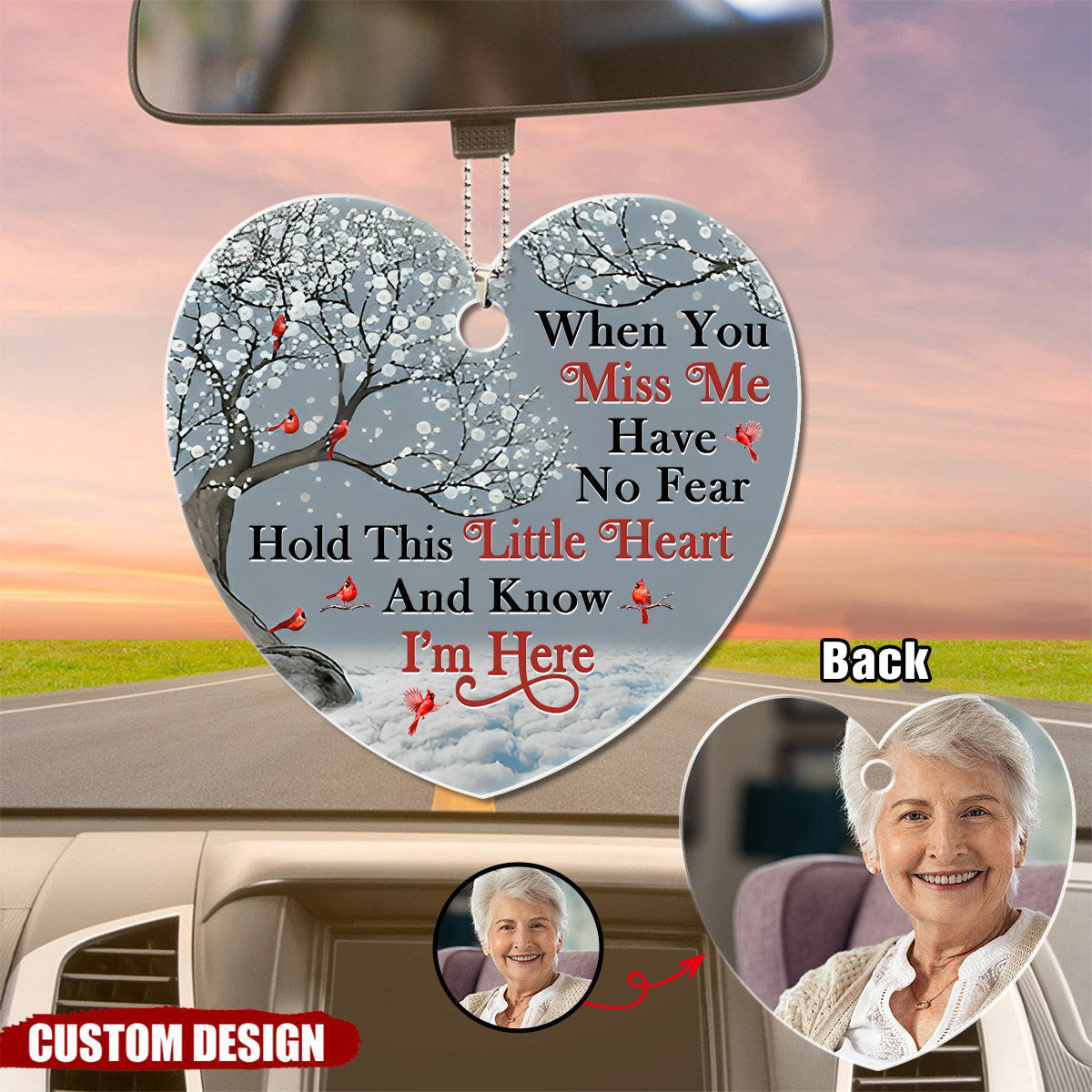 When You Miss Me Hold This Little Heart - Loving, Memorial Gift For Family, Siblings, Friends - Personalized Acrylic Car Ornament
