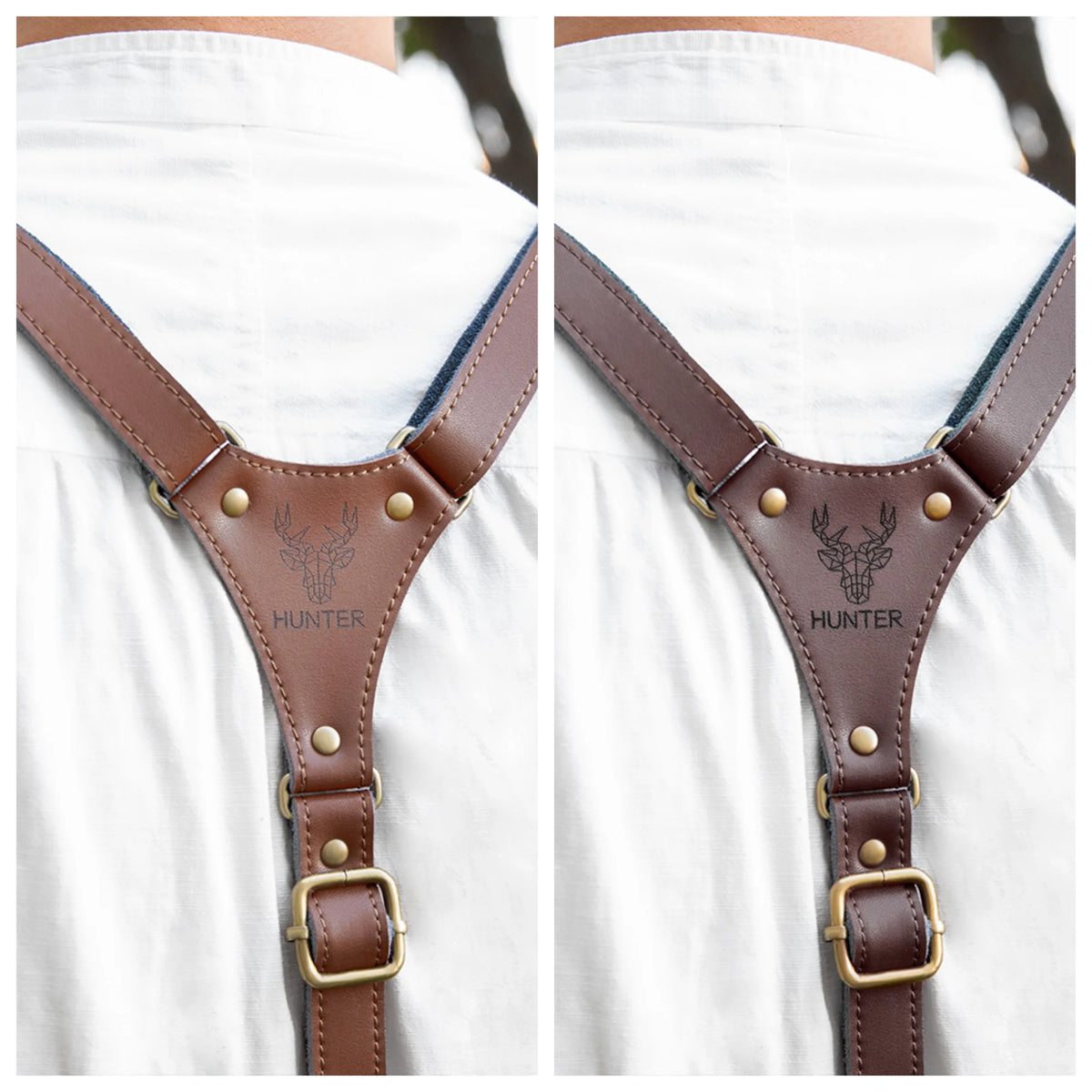 Personalized Men's Y Back Design Cowhide PU Leather Suspenders with Engraved Name Gift for Men