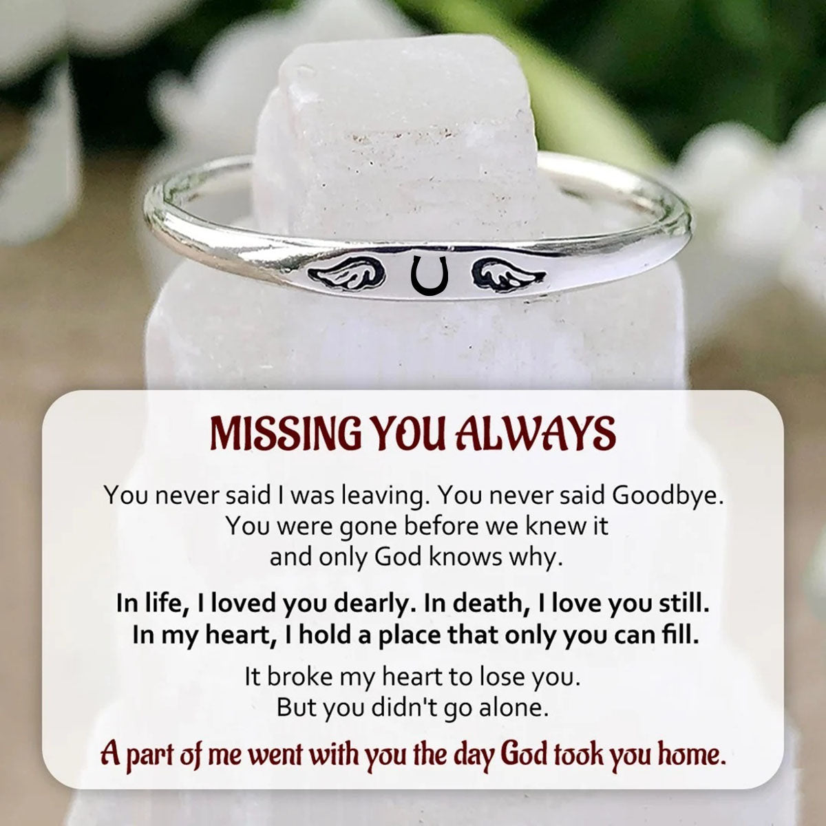 FOR MEMORIAL My Horse Angel is Always Near By-Personalized Horse With Wings Ring