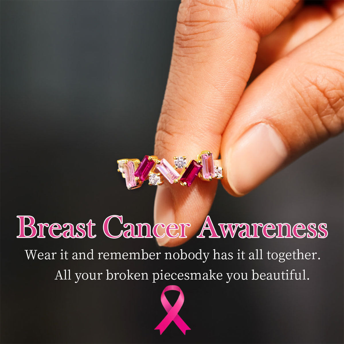 For Self - I Am Enough Pink Diamond Ring