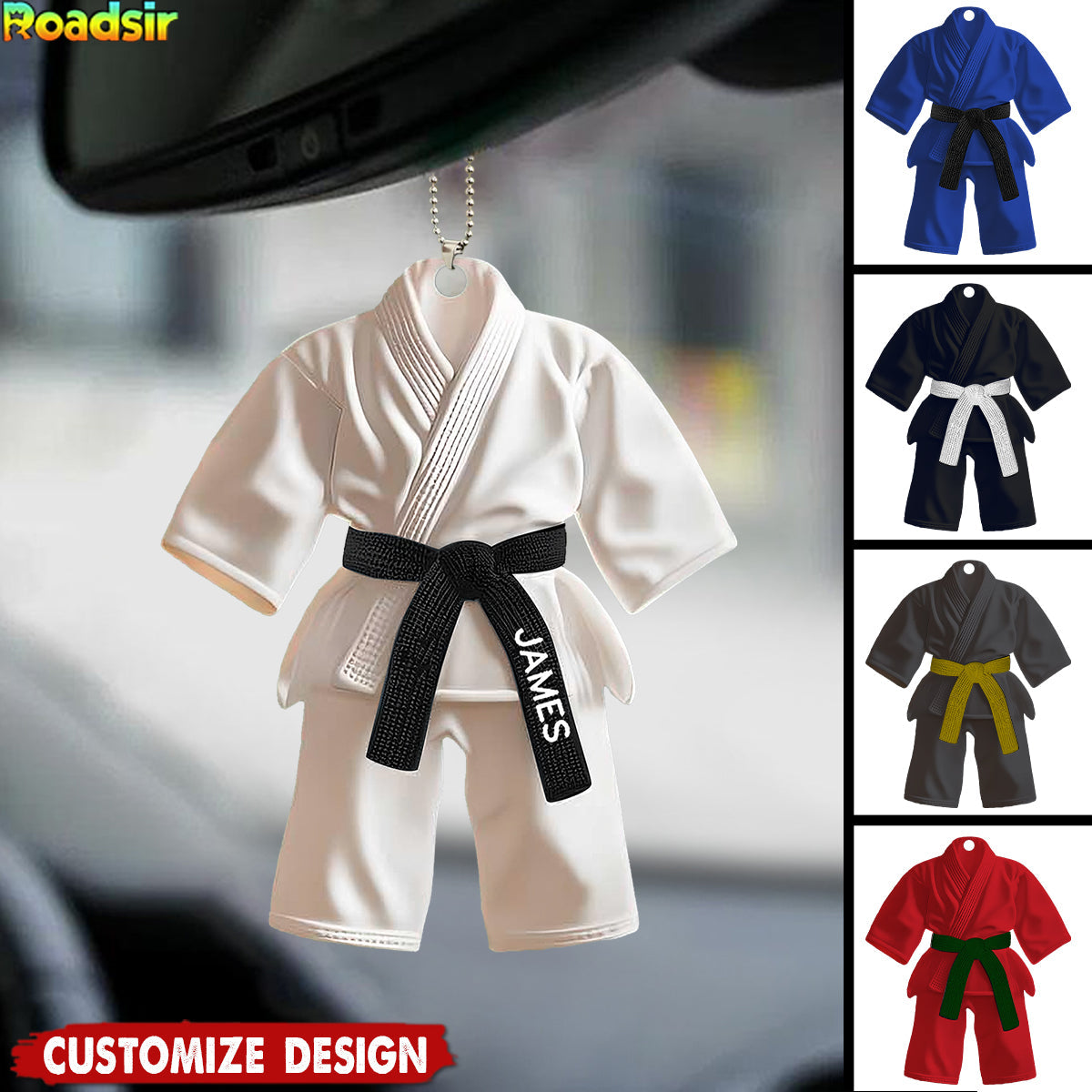 Jiu-Jitsu,Karate Gift - Personalized Black Belt Car Ornament