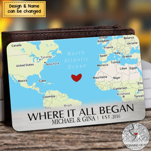 Where It All Began - Couple Personalized Custom Aluminum Wallet Card - Gift For Husband Wife, Anniversary