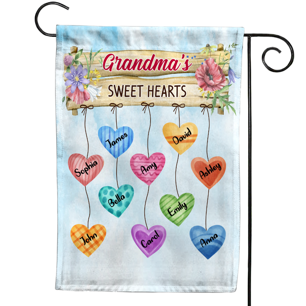 Gift Grandma's Heart Hanging Sign Personalized Flag