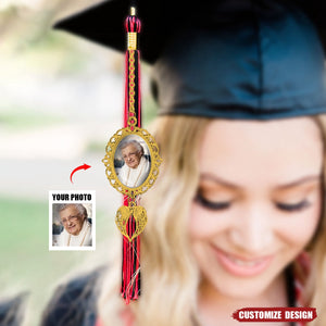 Personalized Memorial Graduation Tassel Photo Charm With Angel Wings