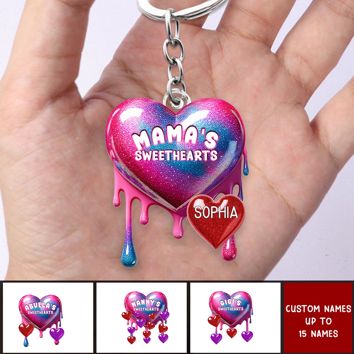 Personalized Sweethearts Acrylic Keychain - Mother's Day Gift