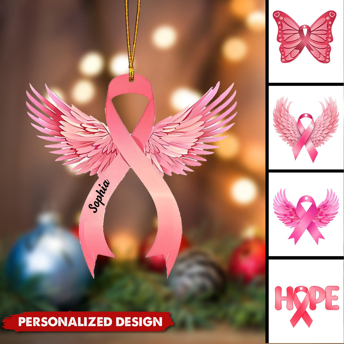 Personalized Breast Cancer Christmas Ornament-2024 New Release