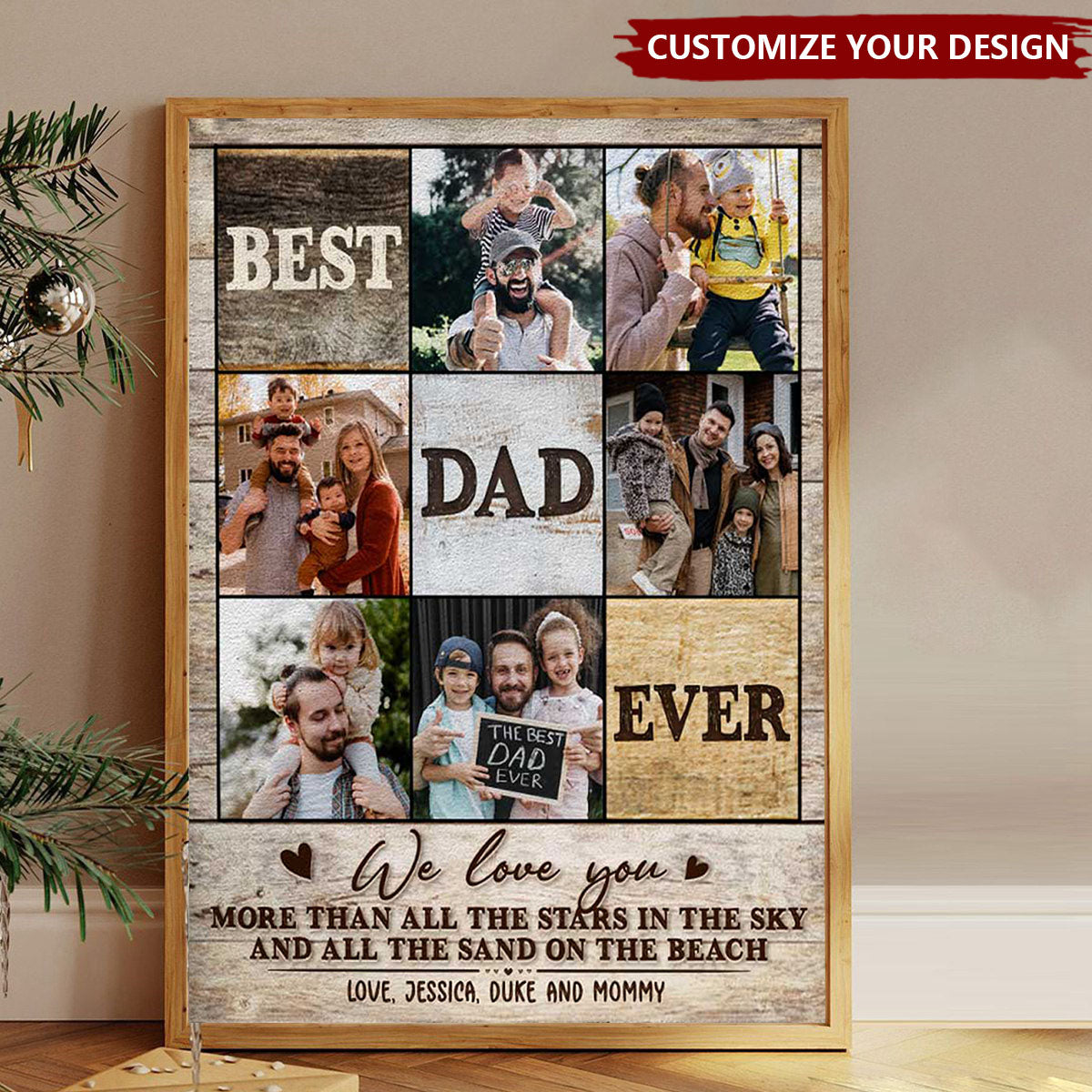Personalized Best Dad Ever Photo Collage Canvas Poster, Gifts For Dad, Best Father’s Day Gifts 2025, Fathers Day Photo Gifts