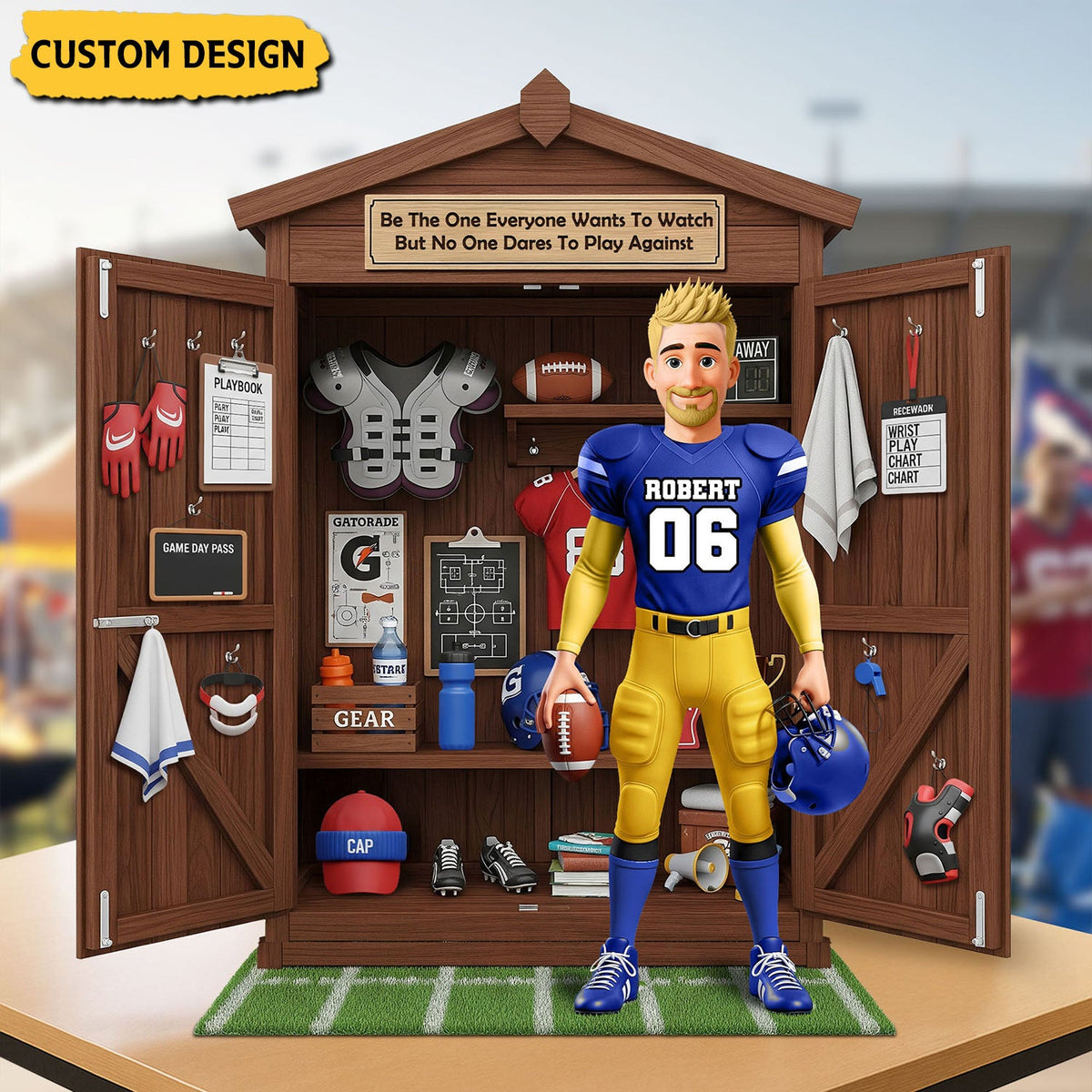 Personal Football Locker - Personalized Acrylic Plaque, Gifts For Football Lovers