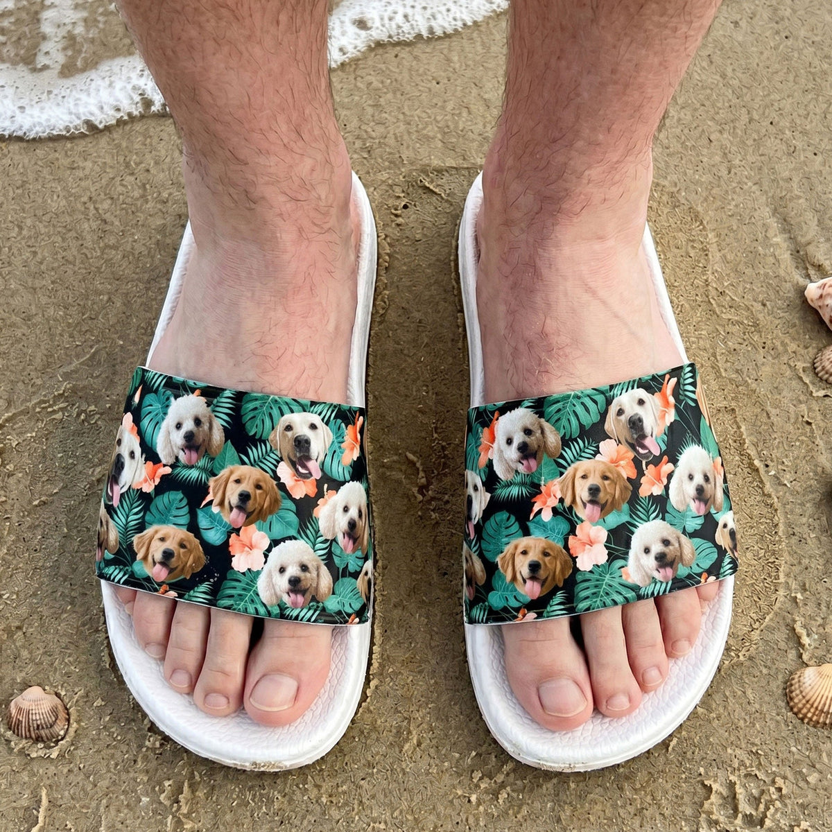 Custom Pet Face Hawaiian - Personalized Slide Sandals