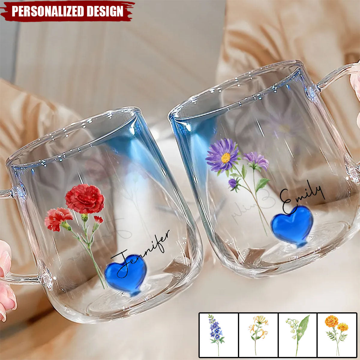 You Are The Most Beautiful Flower-Personalized Blue Gradient Glass Mug