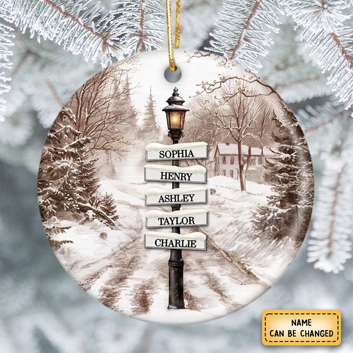 2024 New Release - Vintage Christmas Signpost Family Personalized Ceramic Ornament