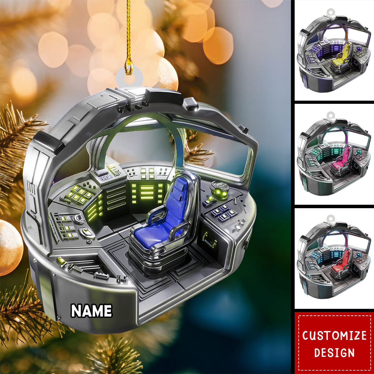 Personalized Space Rocket Ship Christmas Ornament - 2024 New Release
