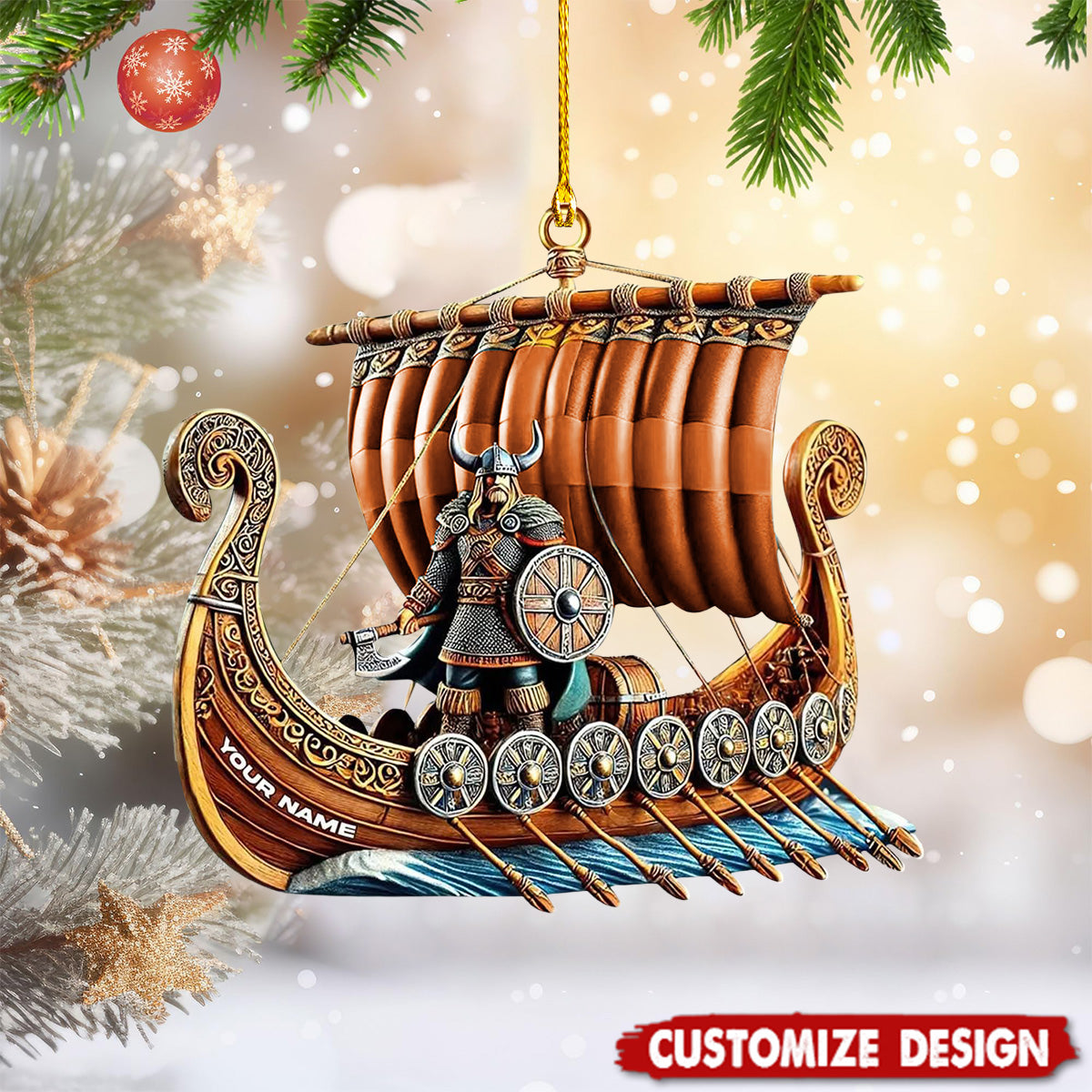Personalized Viking Ship Christmas Ornament Gift For History Enthusiasts