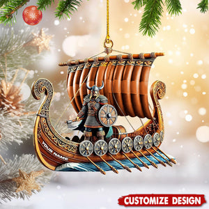 Personalized Viking Ship Christmas Ornament Gift For History Enthusiasts