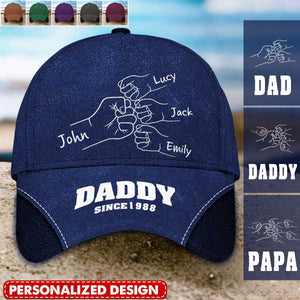 Hand Punch Line Sketch Dad Since - Personalized Classic Cap