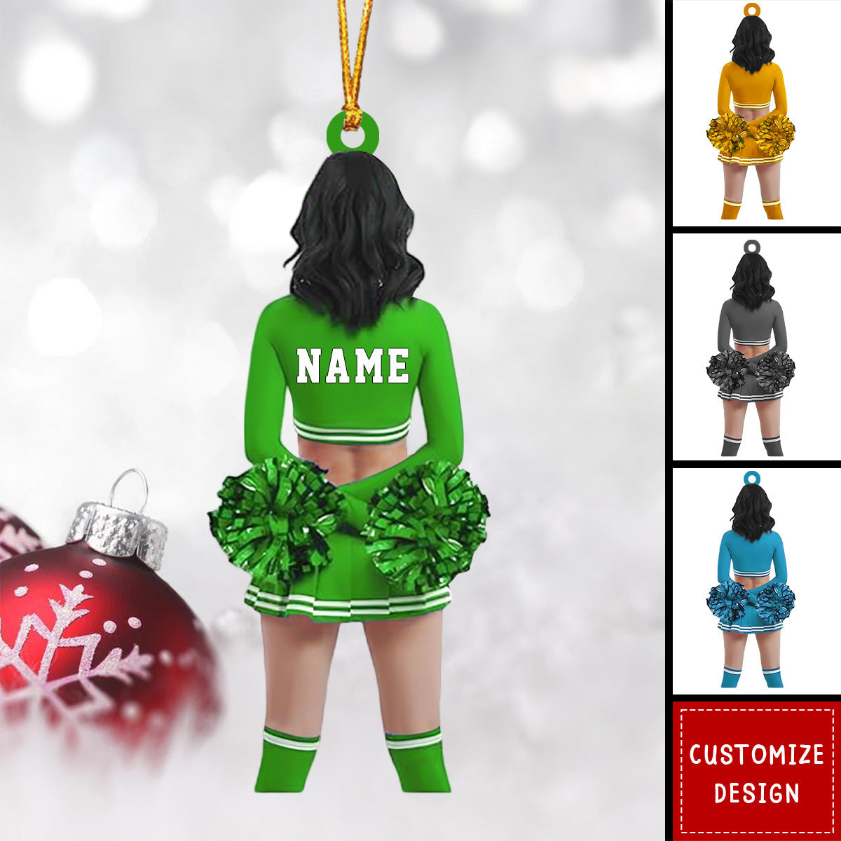Cheerleading Pom pom Girl Personalized Ornament