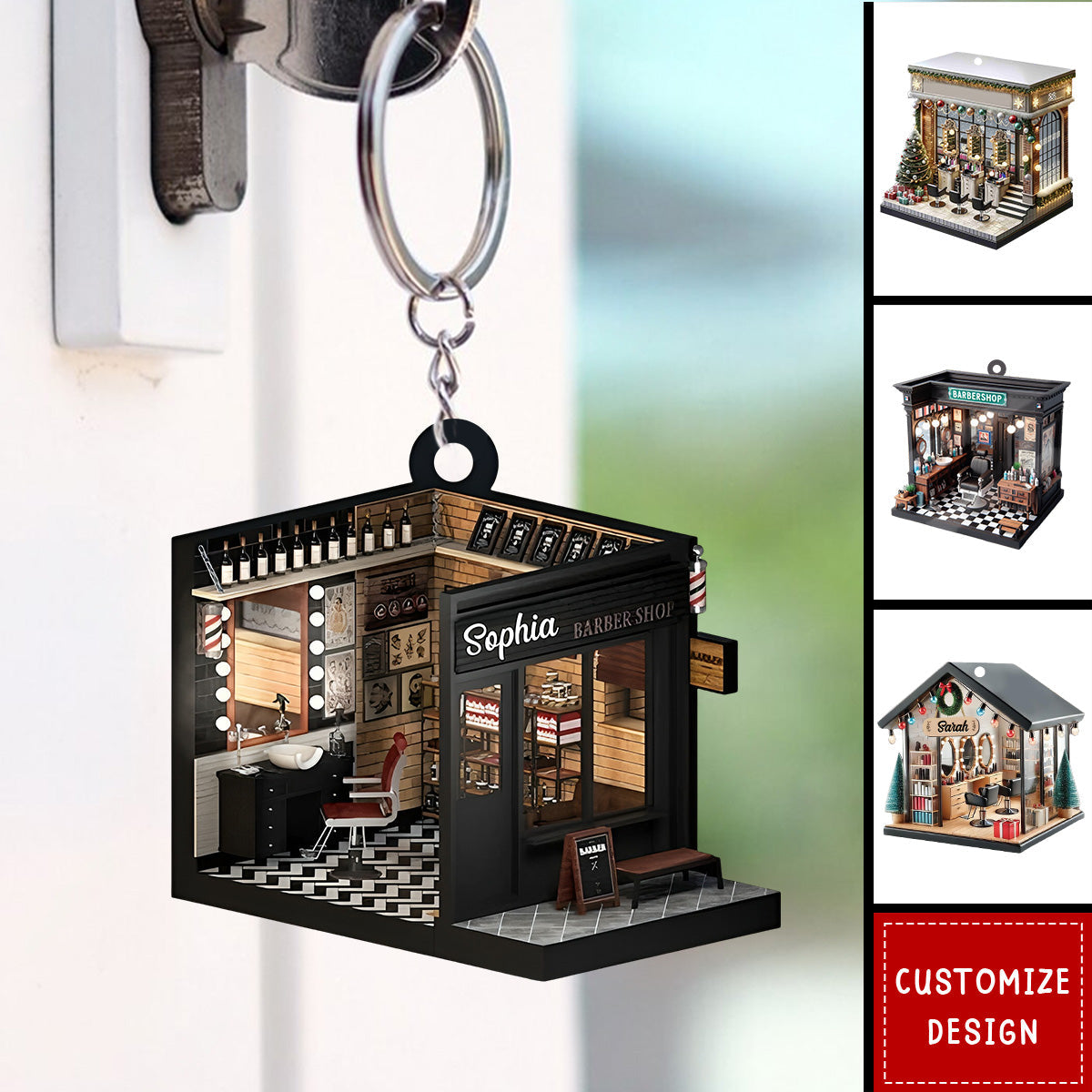 Personalized Barber Shop Keychain - Gift For Barber  - 2024 New Release