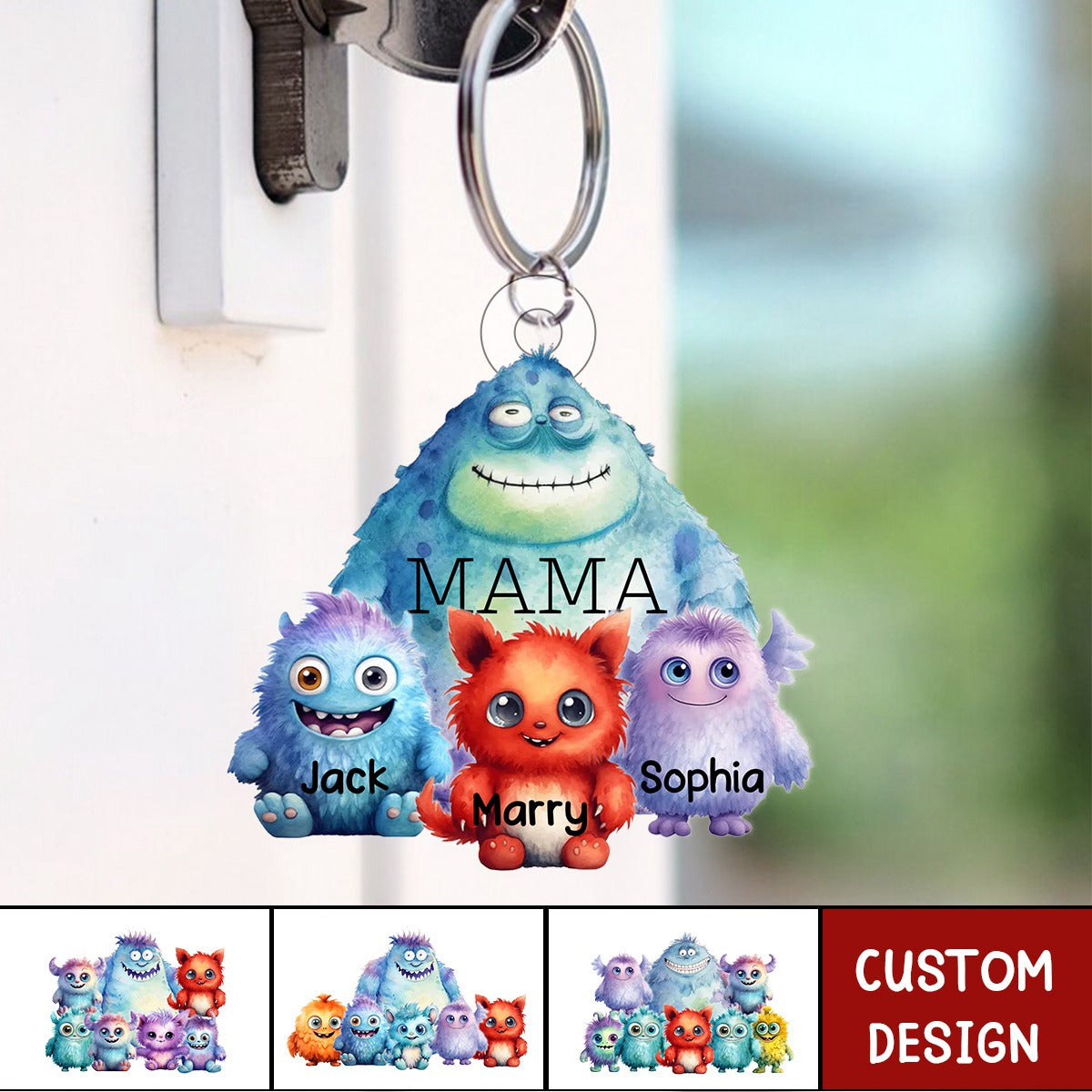 Personalized Keychain - Halloween Gift For Mom- Grandma Of The Little Monster