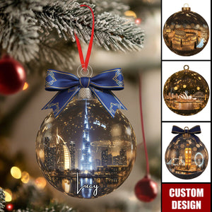 Personalized World Landmark Christmas Ornament