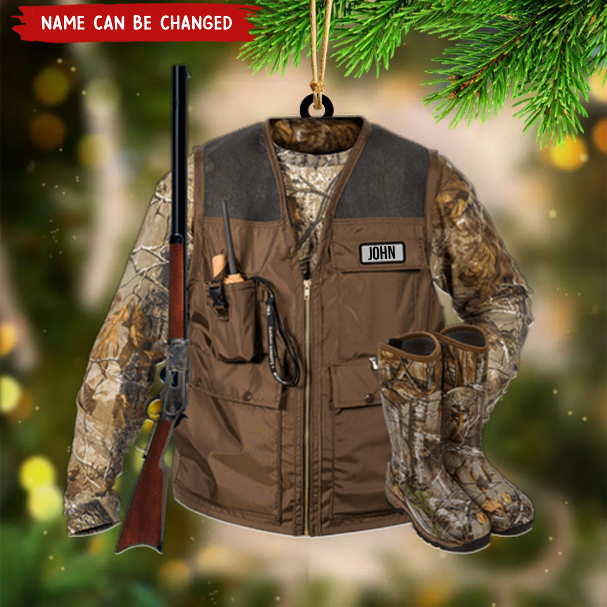 Hunting Vest, Personalized Acrylic Christmas / Car Hanging Ornament