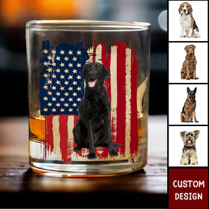 Personalized America Dog Flag Whiskey Glass -  Father's Day Gift for Dad and Husband