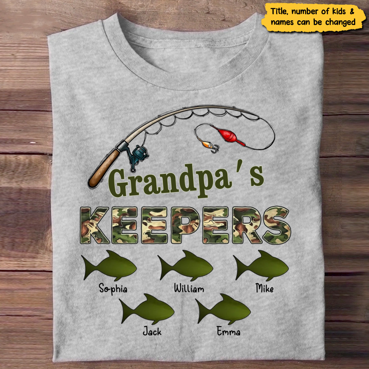 Grandpa's Keepers Camouflage Pattern Fishing Personalized Shirt, Father's Day Gift For Husband, Dad, Grandpa