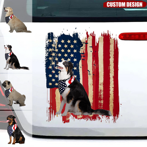 Personalized America dog flag printed decal -  gift for dog lovers