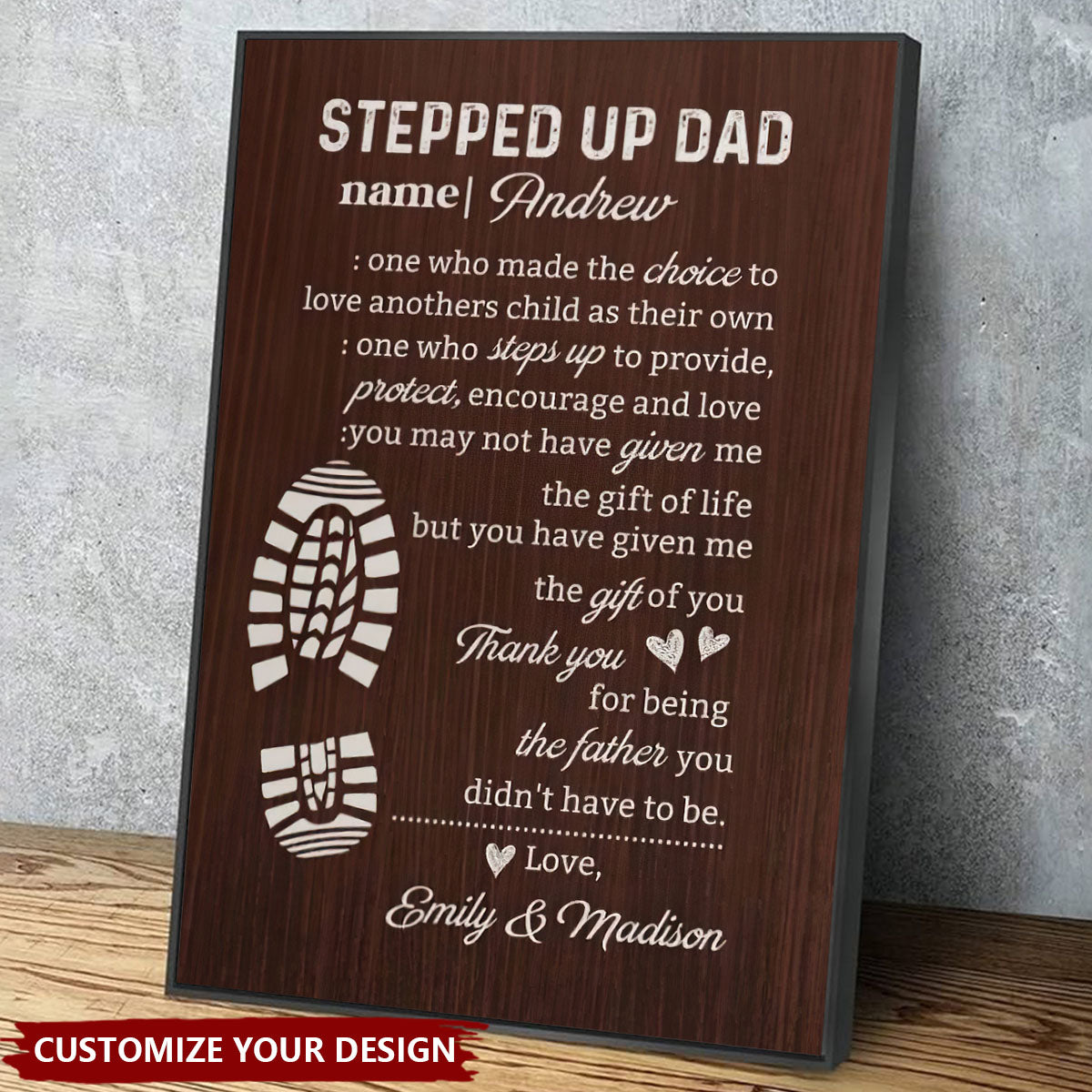 Personalized "Stepped Up Dad" Gallery Wrapped Poster - Father's Day Gift