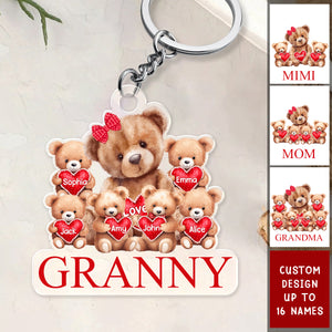 Grandma/ Mama Bear With Little Bear Kids Personalized Acrylic Keychain - Gift For Grandma/Mom