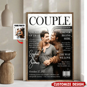 Personalized Love Story Couple Magazine Cover Poster- Gift For Romantic Couple