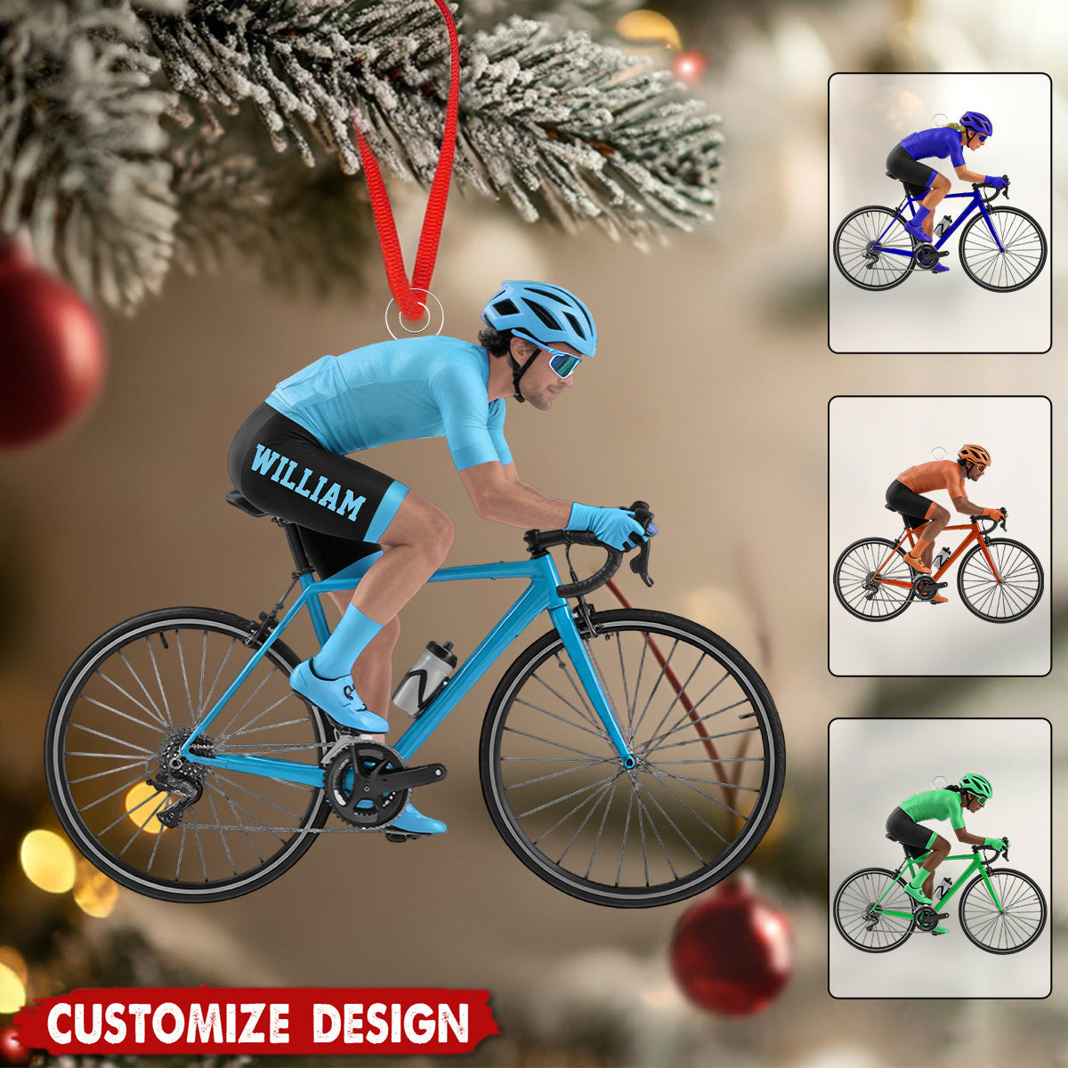 Personalized Road Bike Cyclist Christmas Ornament - Gift for Cycling Enthusiast And Cyclist