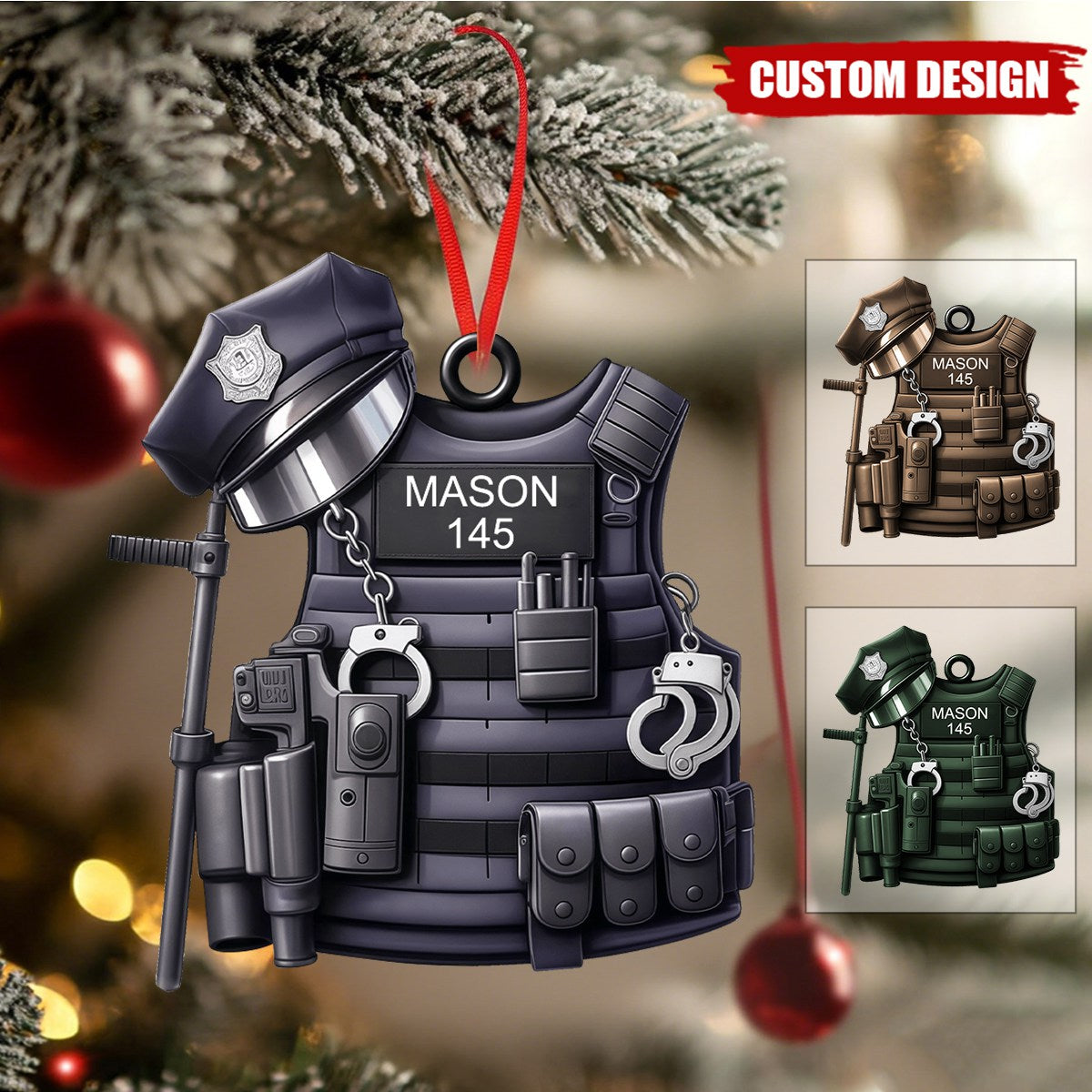 Personalized Police Vest Ornament – Christmas Gift For Policeman
