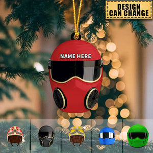 Personalized Drag Racing Helmet Acrylic Car / Christmas Ornament - Gift For Racing Lover