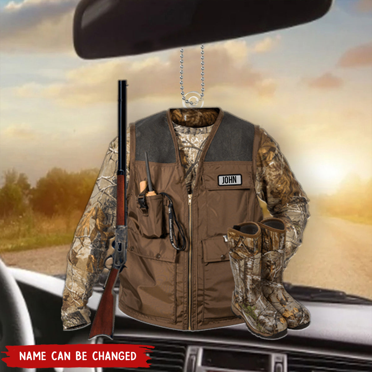 Hunting Vest, Personalized Acrylic Christmas / Car Hanging Ornament