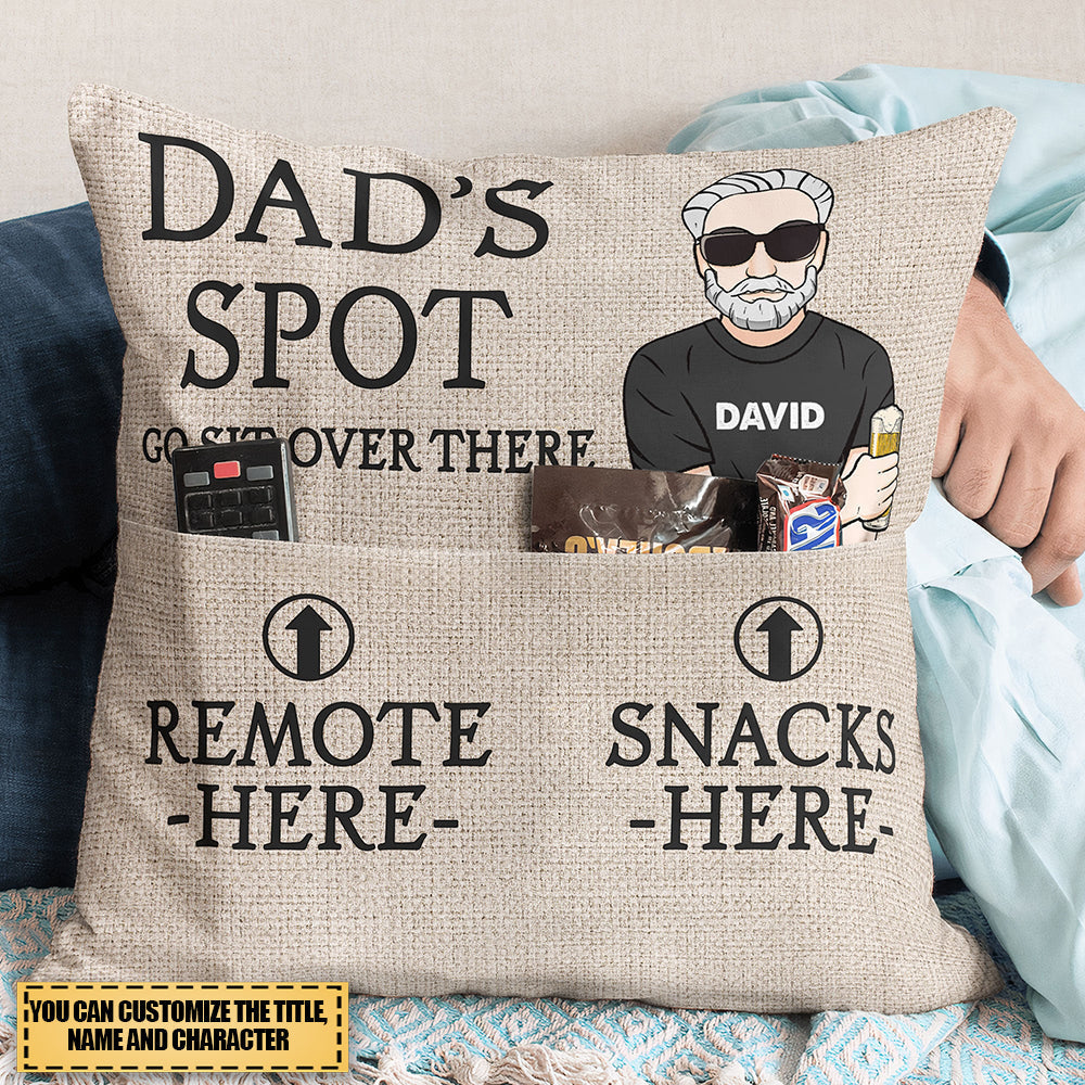 Dad's Spot - Personalized Pocket Pillow-Father's day, Birthday Gift Idea