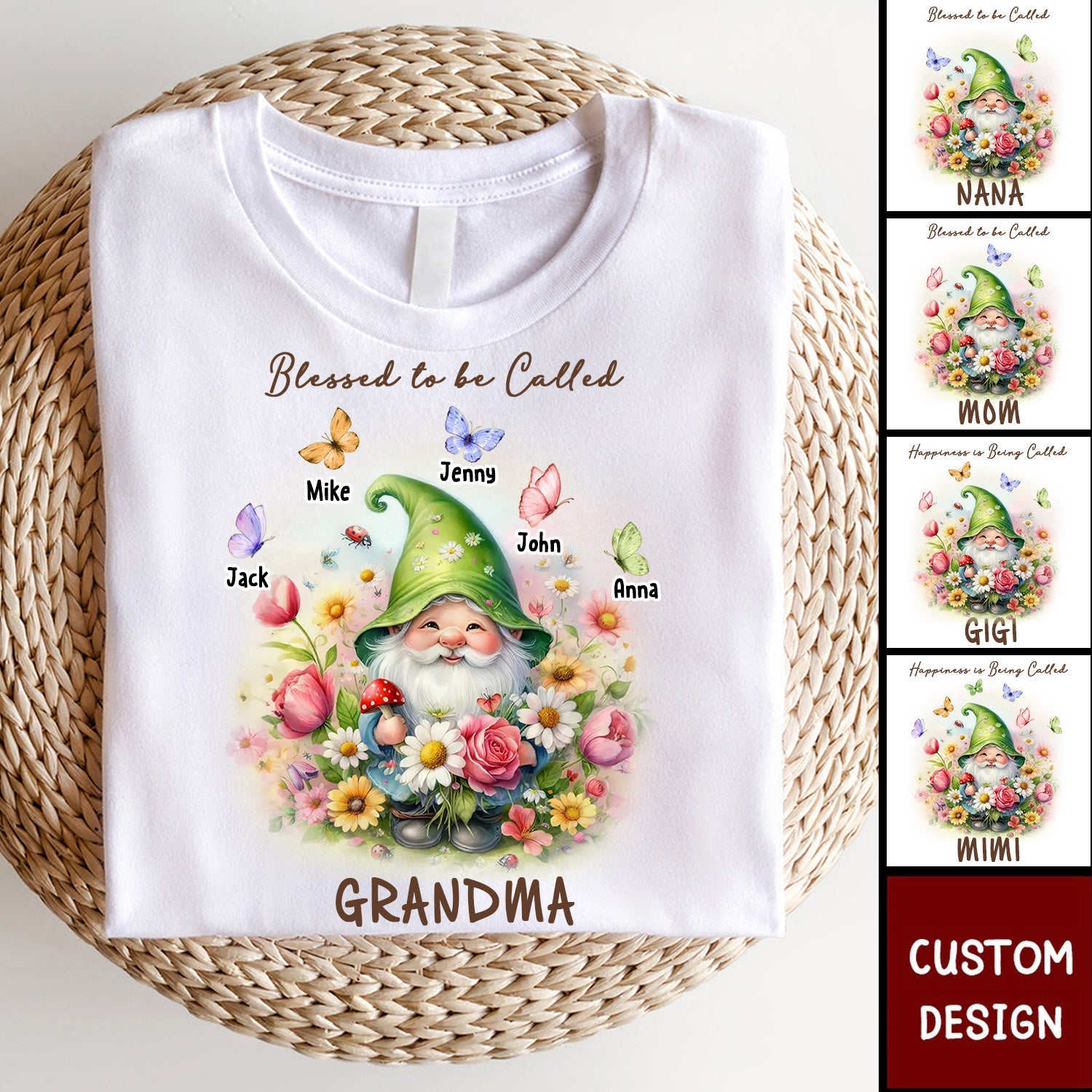 Happiness Is Being Called Grandma - Personalized T-Shirt - Mother's Day Gift