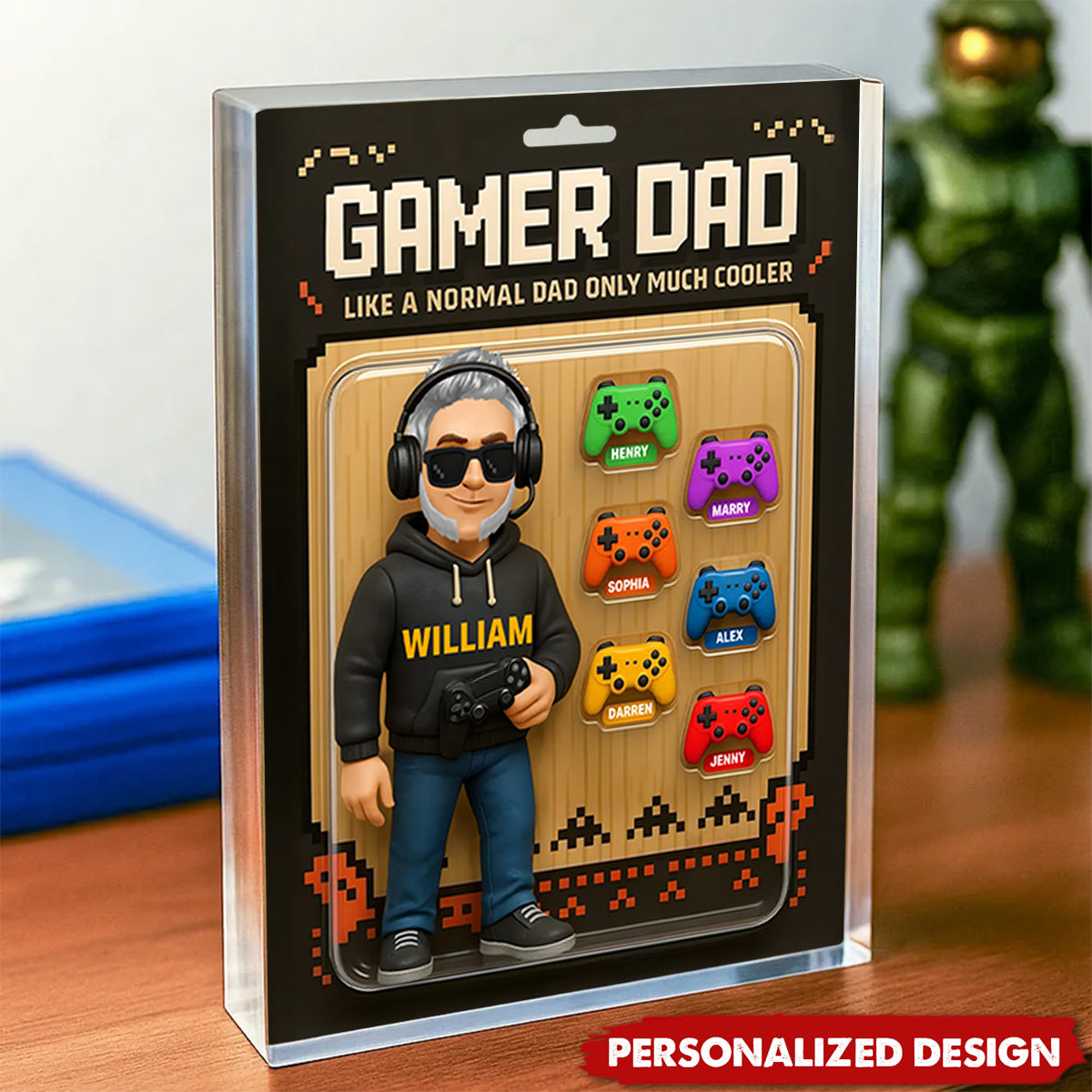 Gamer Dad Cooler Custom Action Figure-Personalized Acrylic Block Plaque-Father's Day Gift