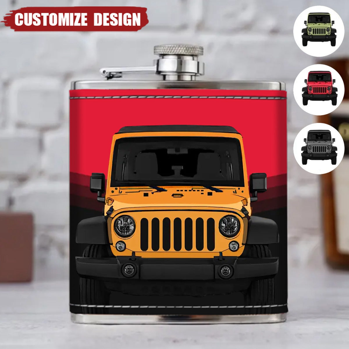 Personalized Off-Road Car Leather Flask