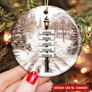 2024 New Release - Vintage Christmas Signpost Family Personalized Ceramic Ornament